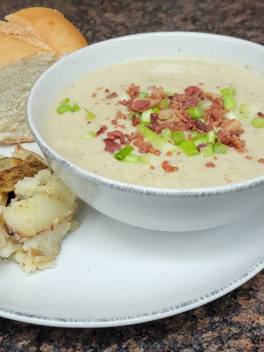 Simple & Delicious Cauliflower Soup with Smashed Potatoes